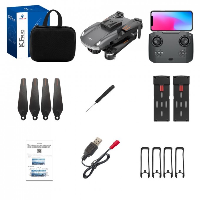 AERIUM KF 4K Dual Camera drón, narancssárga - 2 akku