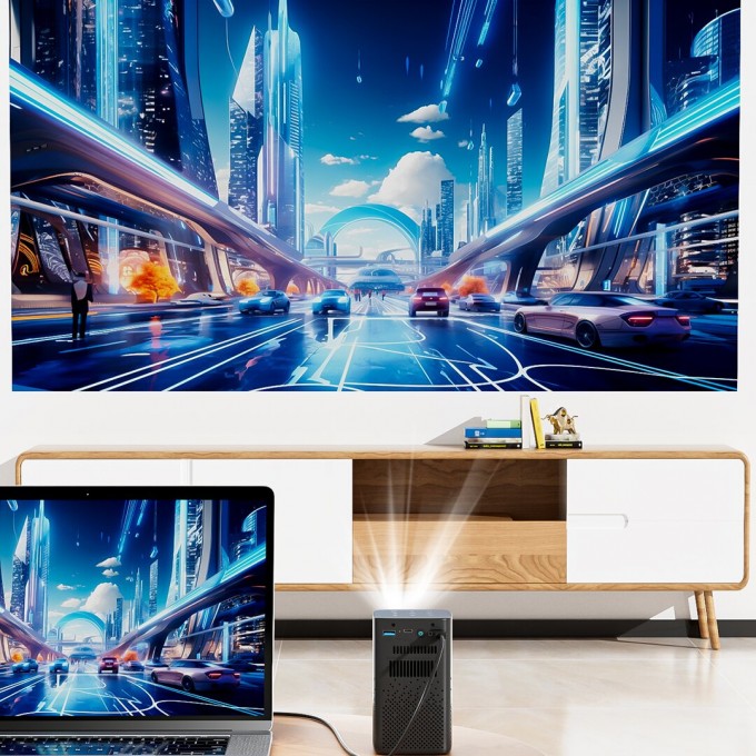 AERIUM P8000 DLP Wi-Fi Super Bass mini hordozható projektor akkumulátorral