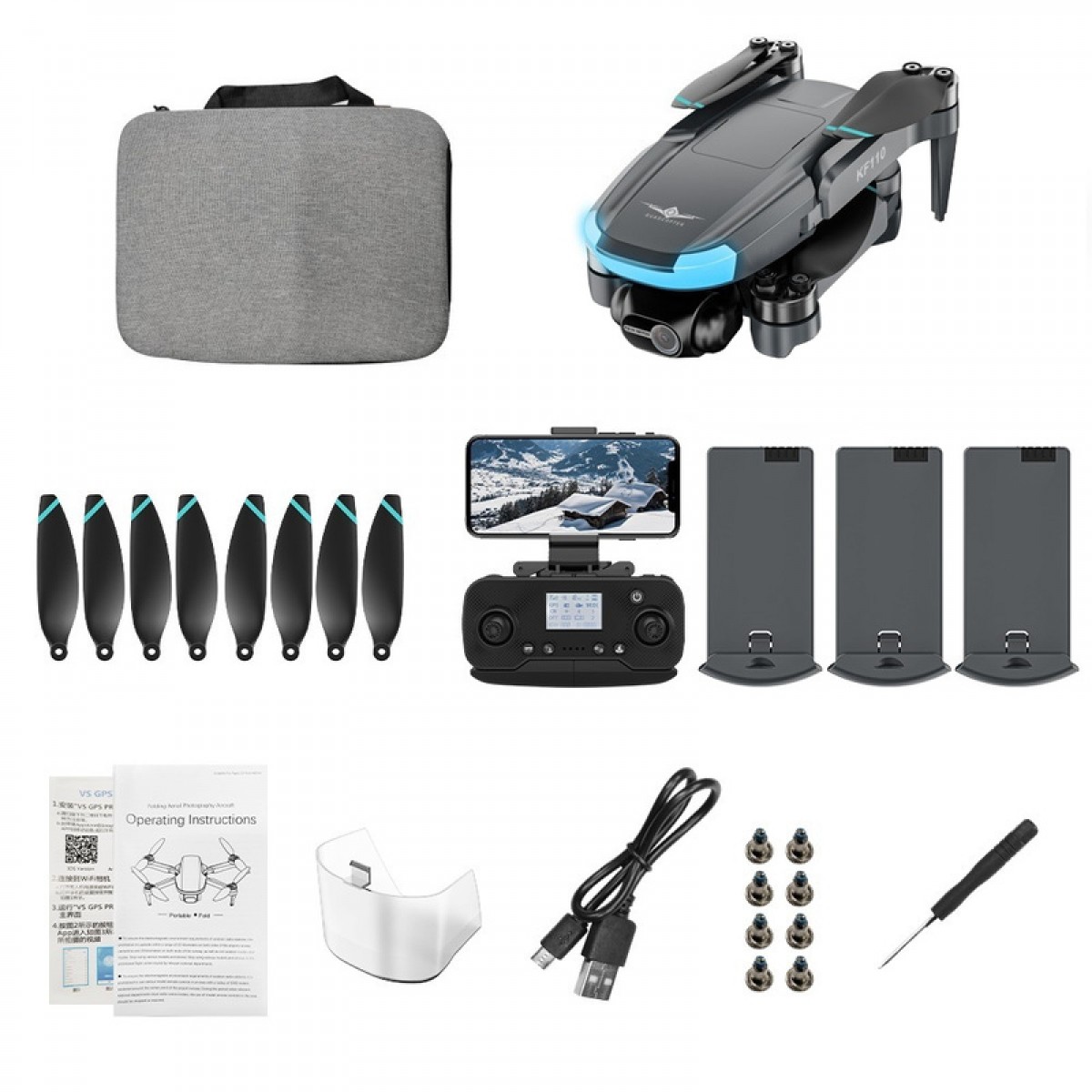 KFPLAN KF110 GPS 4K drón - 3 akku