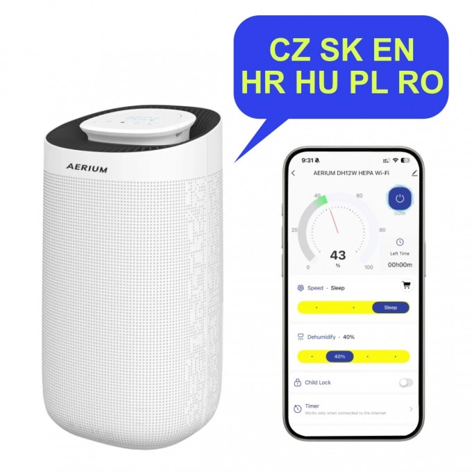 AERIUM DH12W HEPA Wi-Fi párátlanító és légtisztító